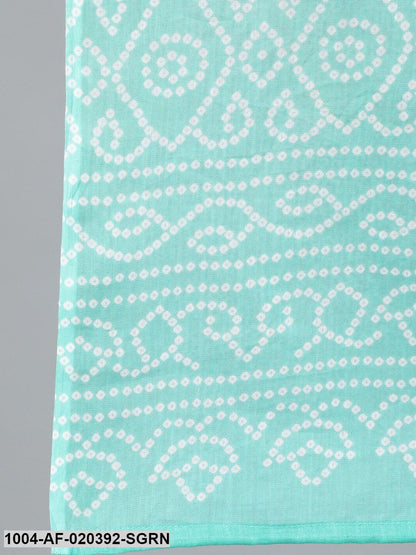 Sea Green Printed Straight Kurta Wiith Plazo & Dupatta