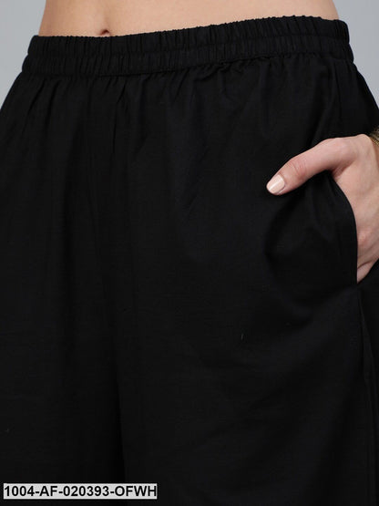 Off-White  Printed Straight Kurta With Plazzo  & Dupatta