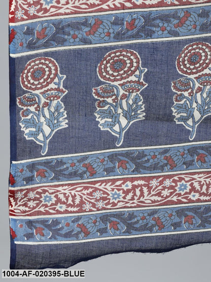 Blue Printed Straight Kurta Wiith Plazo & Dupatta