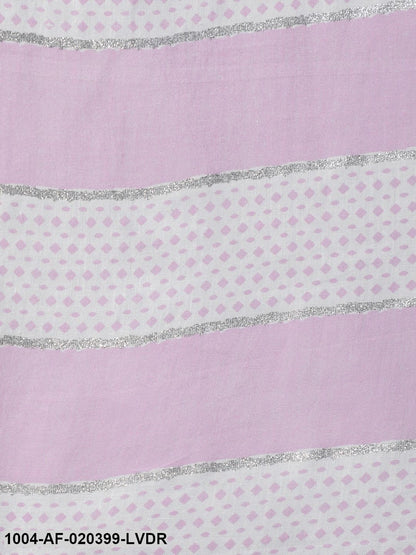 Lavender Floral Printed Straight Kurta With Plazo & Dupatta