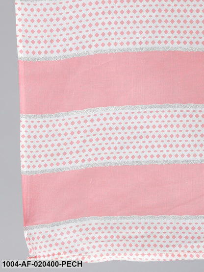 Peach-Coloured Floral Printed Regular Straight Pure Cotton Kurta & Palazzos