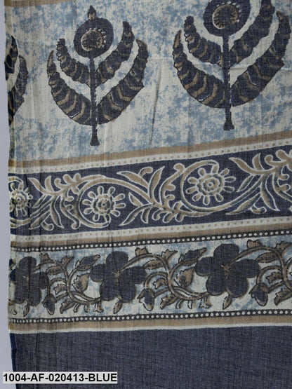 Blue Ethnic Motifs Screen Print Straight Pure Cotton Kurta Set With Dupatta