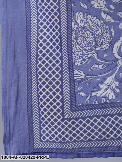 Purple & White Straight Screen Floral Print Pure Cotton Kurta & Palazzos