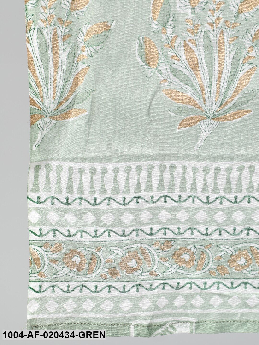 Plus Size Green Ethnic Motifs Printed Pure Cotton Kurta with Palazzos & Dupatta