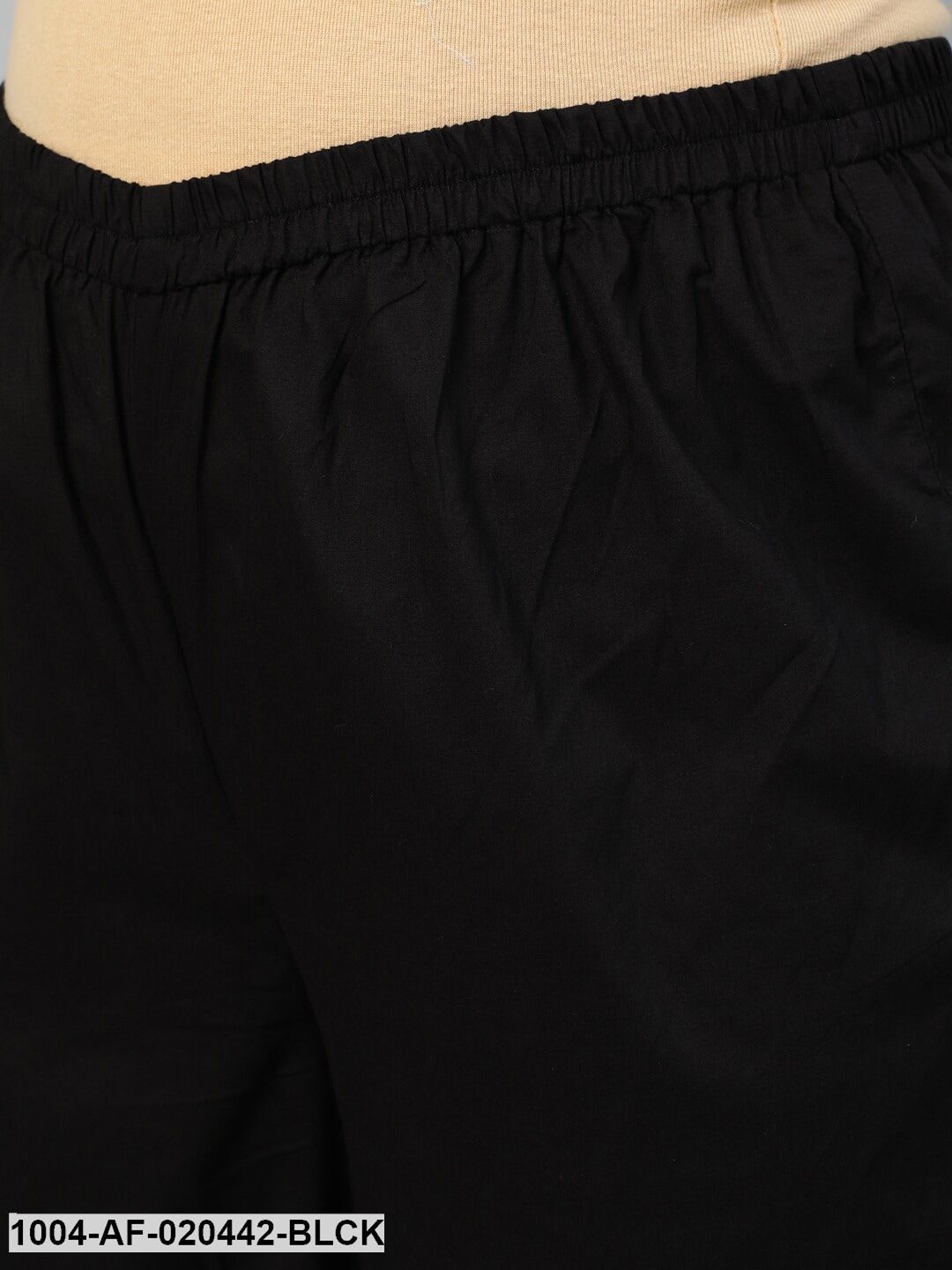 Plus Size Black Empire Pure Cotton Kurta with Trousers & With Dupatta