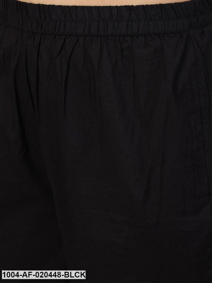 Plus Size Black Kurta with Trousers & Dupatta