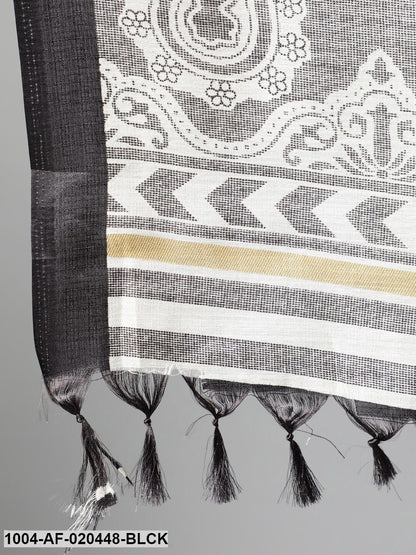 Plus Size Black Kurta with Trousers & Dupatta