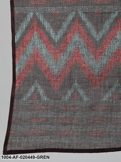 Plus Size Green Printed Empire Kurta with Palazzos & Dupatta