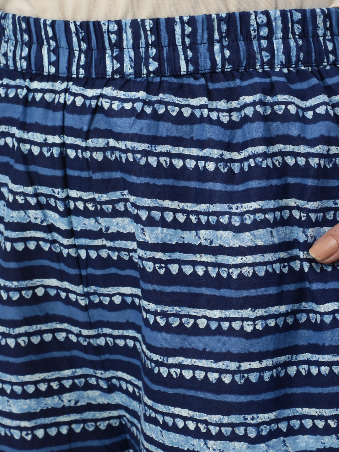 Women Blue Printed Straight Kurta With Plazo & Dupatta