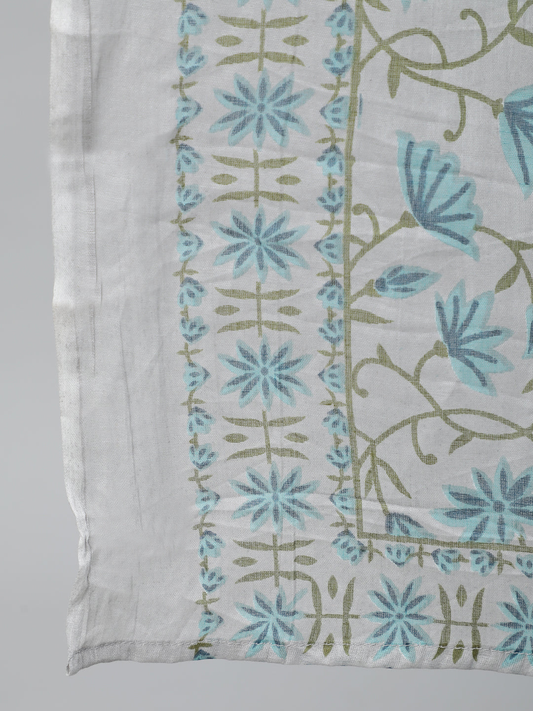 Women Off-White Printed Flared Kurta With Trouser & Dupatta