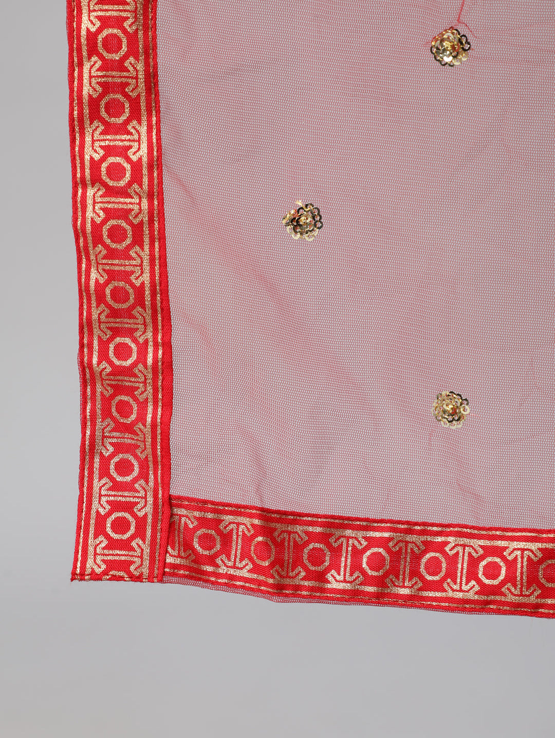 Red Gold Ethnic Printed Kurta With Palazzo And Sequance Dupatta