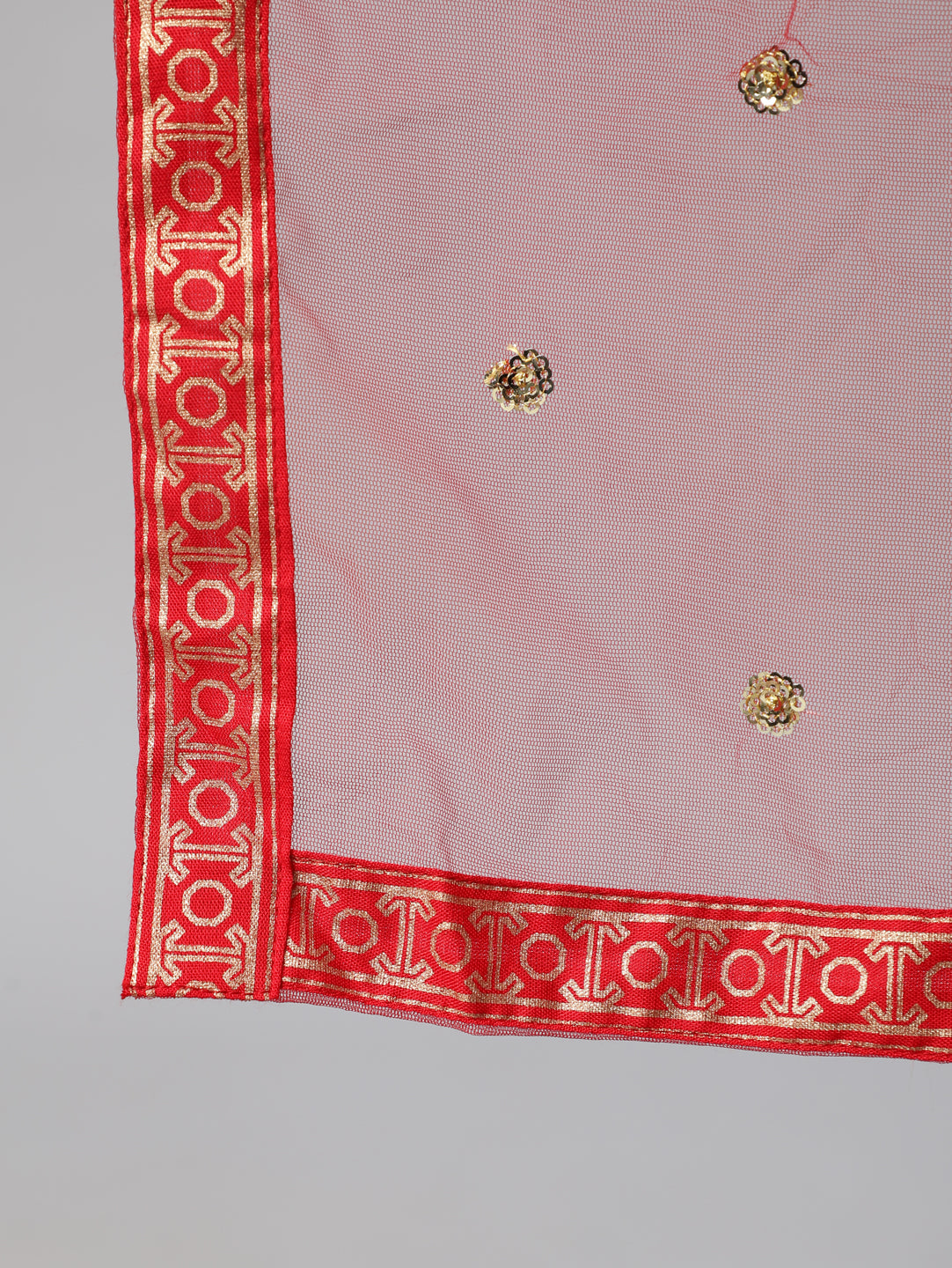 Red Gold Ethnic Printed Kurta With Palazzo And Sequance Dupatta