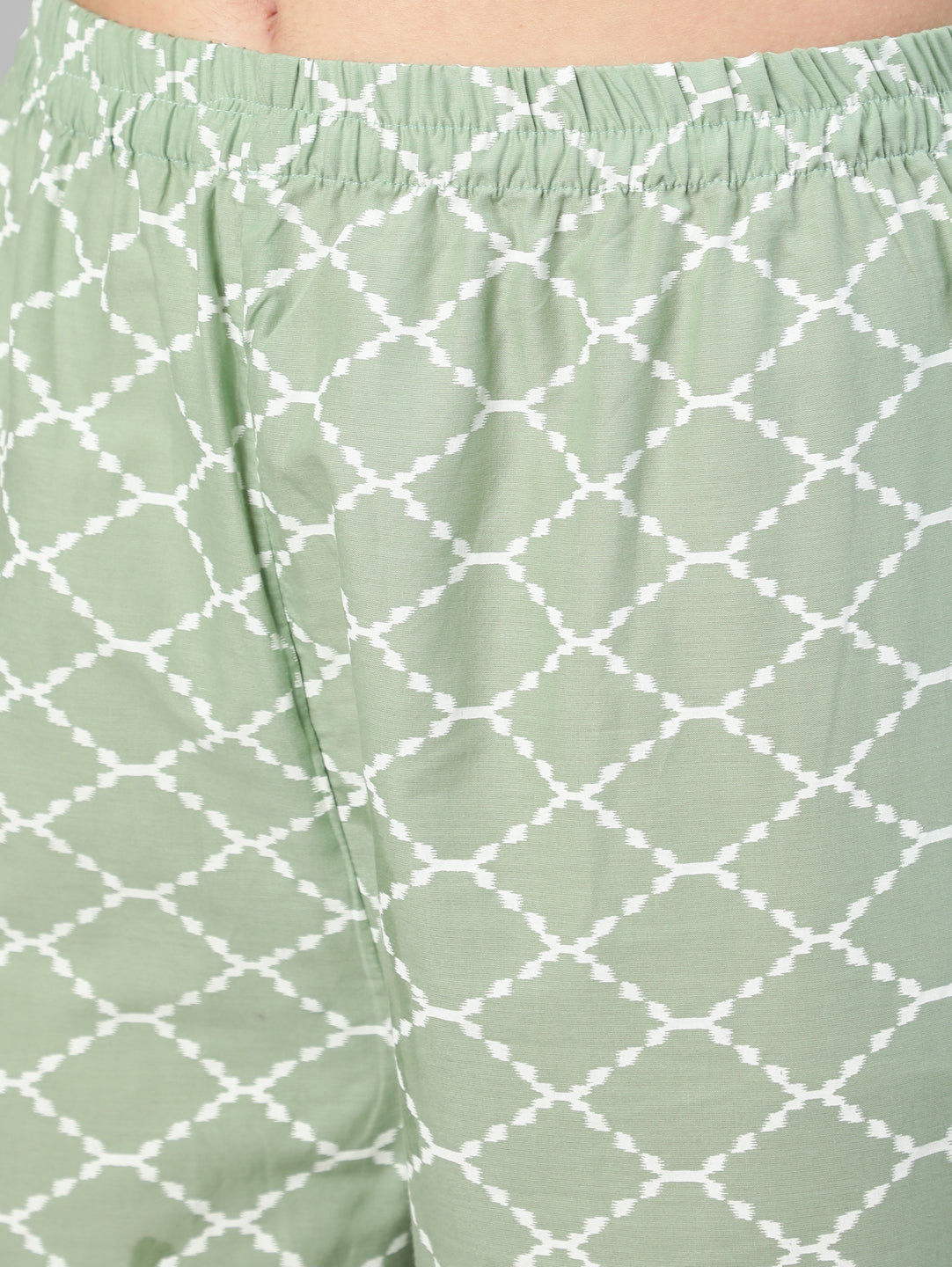 Olive Green Ethnic Printed Kurta And Palazzo With Dupatta