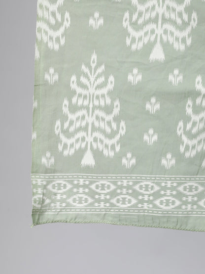 Olive Green Ethnic Printed Kurta And Palazzo With Dupatta