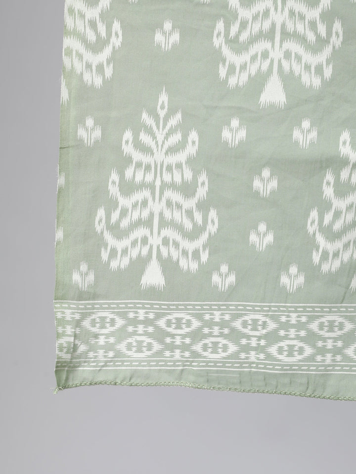 Olive Green Ethnic Printed Kurta And Palazzo With Dupatta