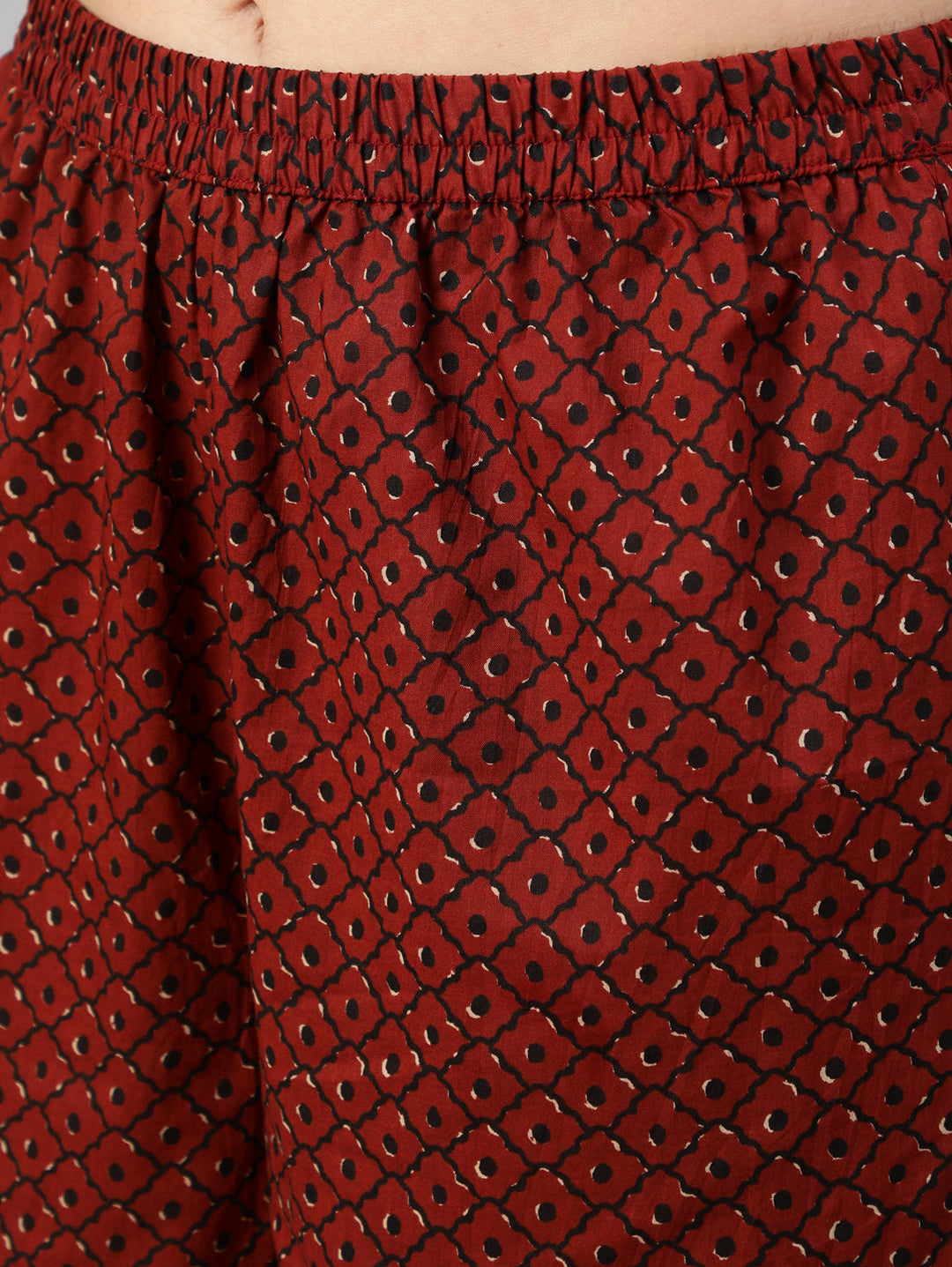 Black &amp; Maroon Floral Printed Straight Kurta With Palzzo And Dupatta