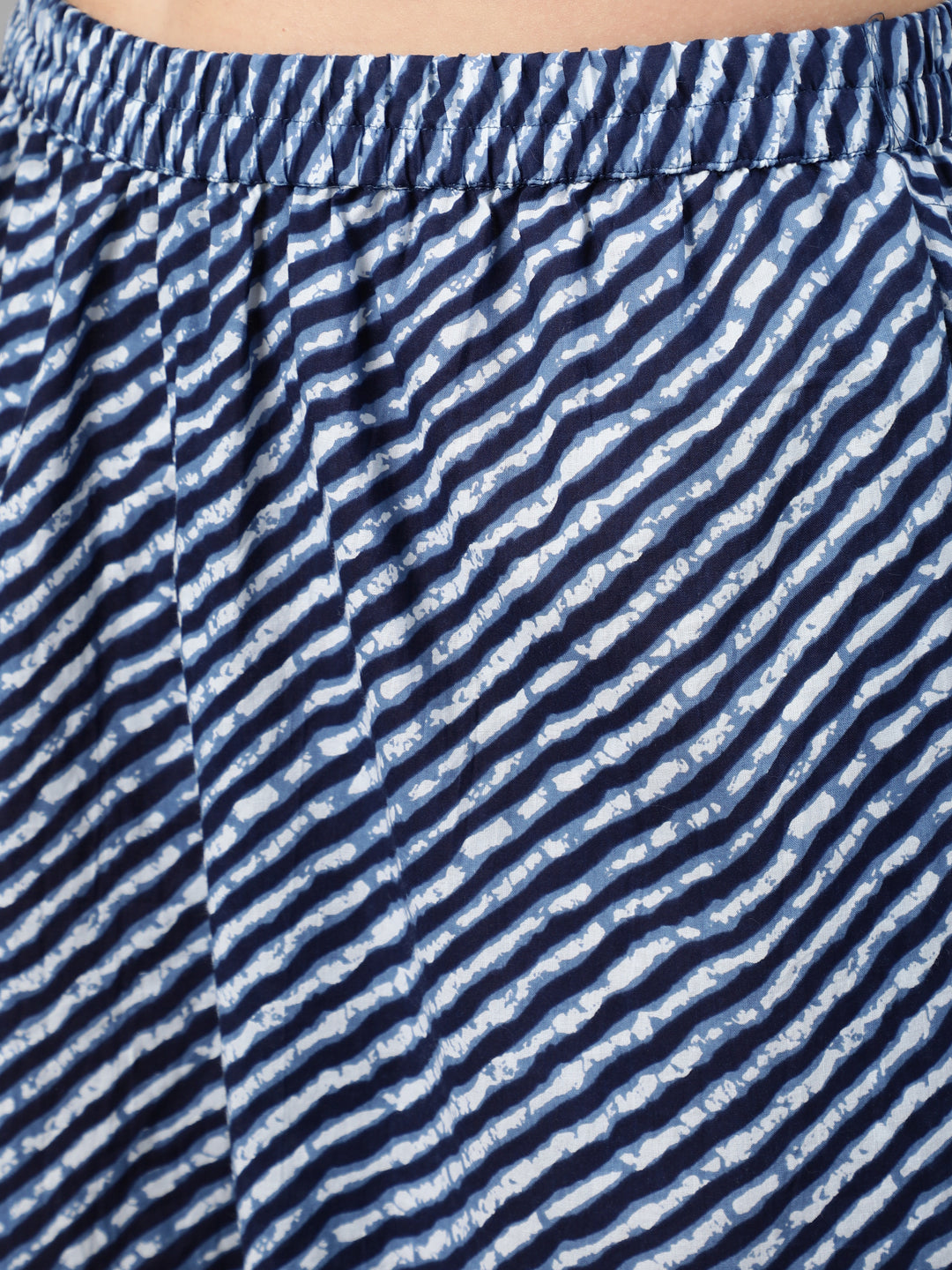 Navy Blue Bandhani Printed Straight Kurta With Dupatta And Palazzos