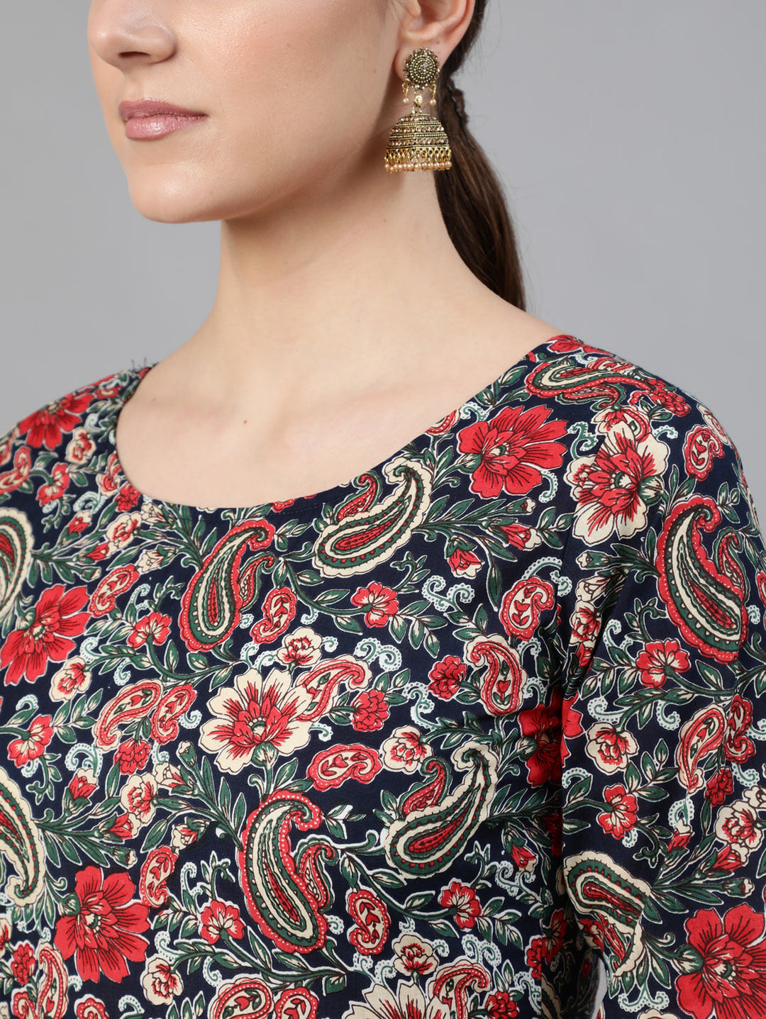 Multi Ethnic Printed Flared Kurta And Trouser With Dupatta