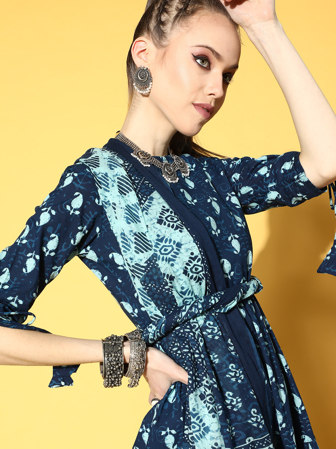 Blue Tiered Kurta With Plazo &amp; Dupatta