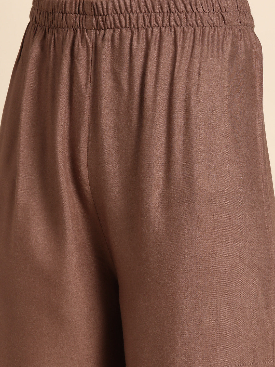 Taupe Embroidered Kurta With Plazo &amp; Dupatta