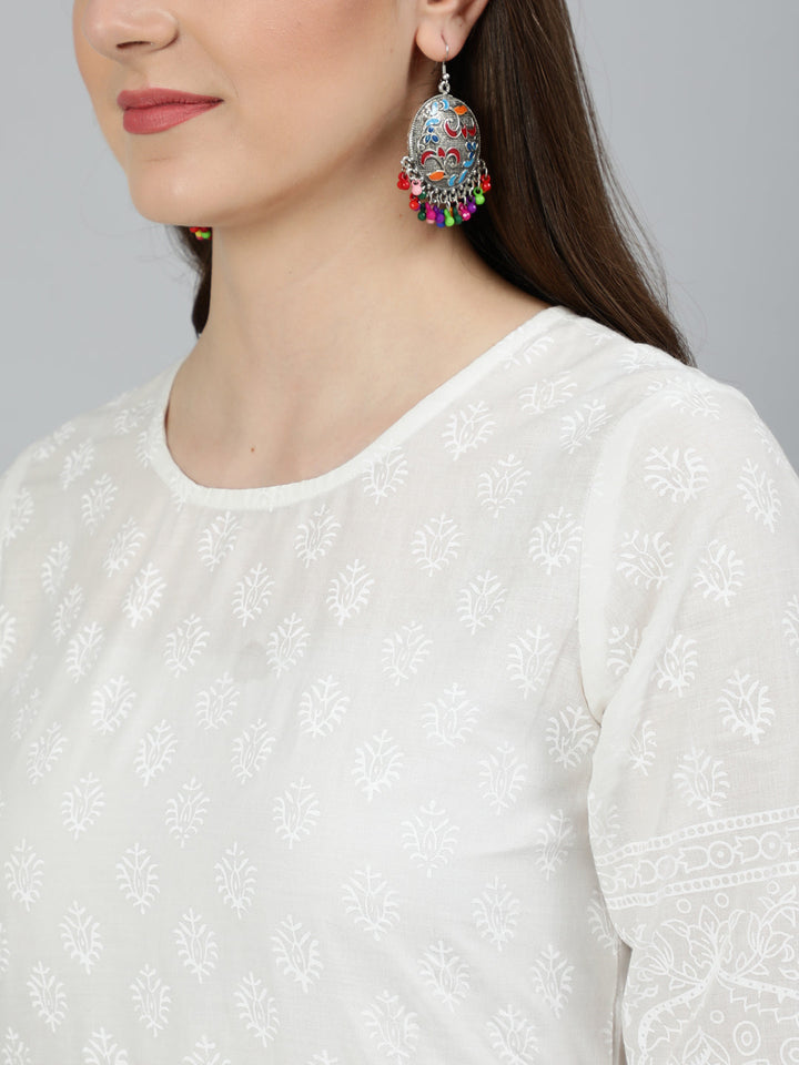 Off White Kurta With Plazo &amp; Dupatta