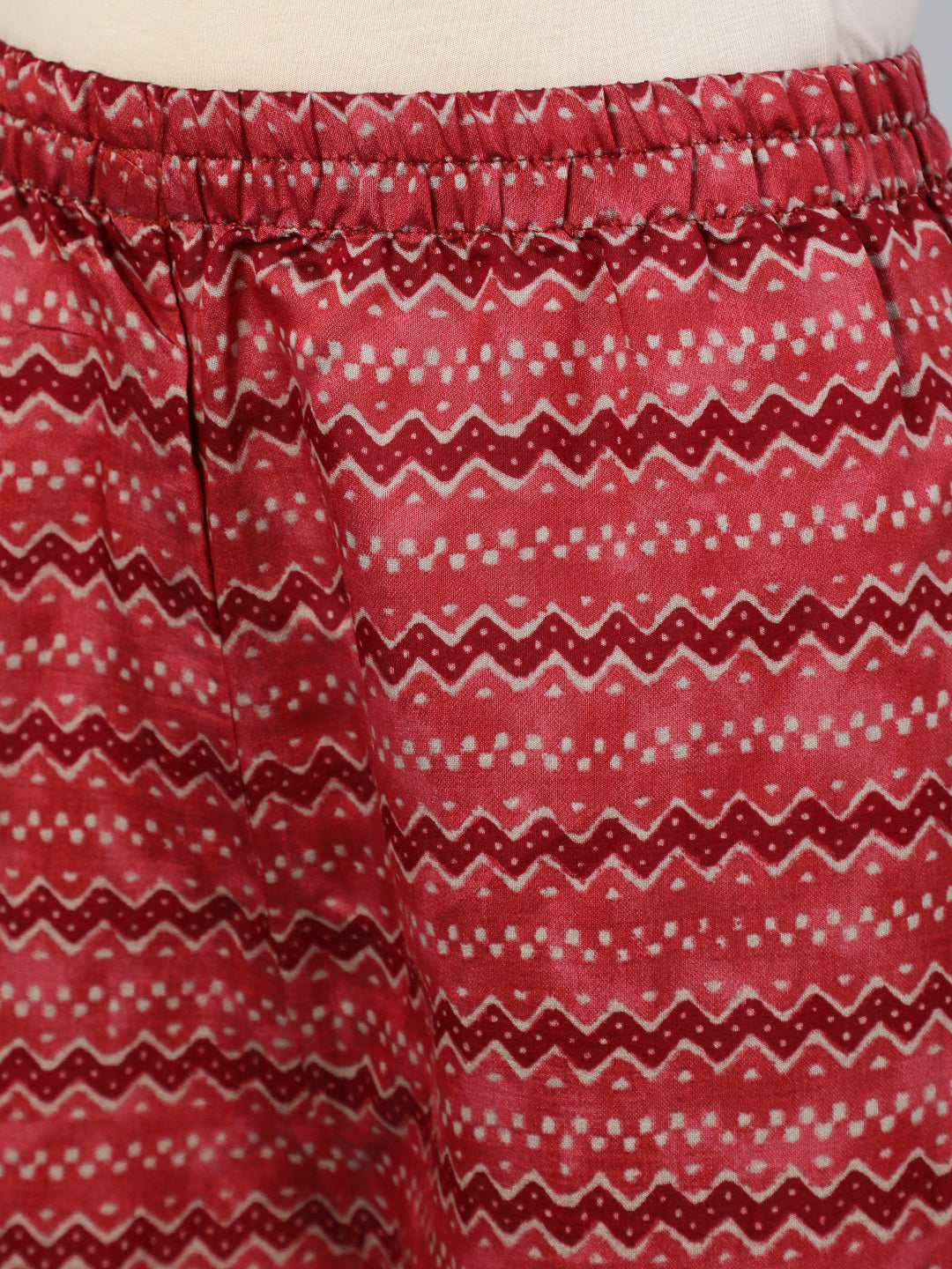 Maroon Ethnic Printed Kurta With Plazzo And Dupatta