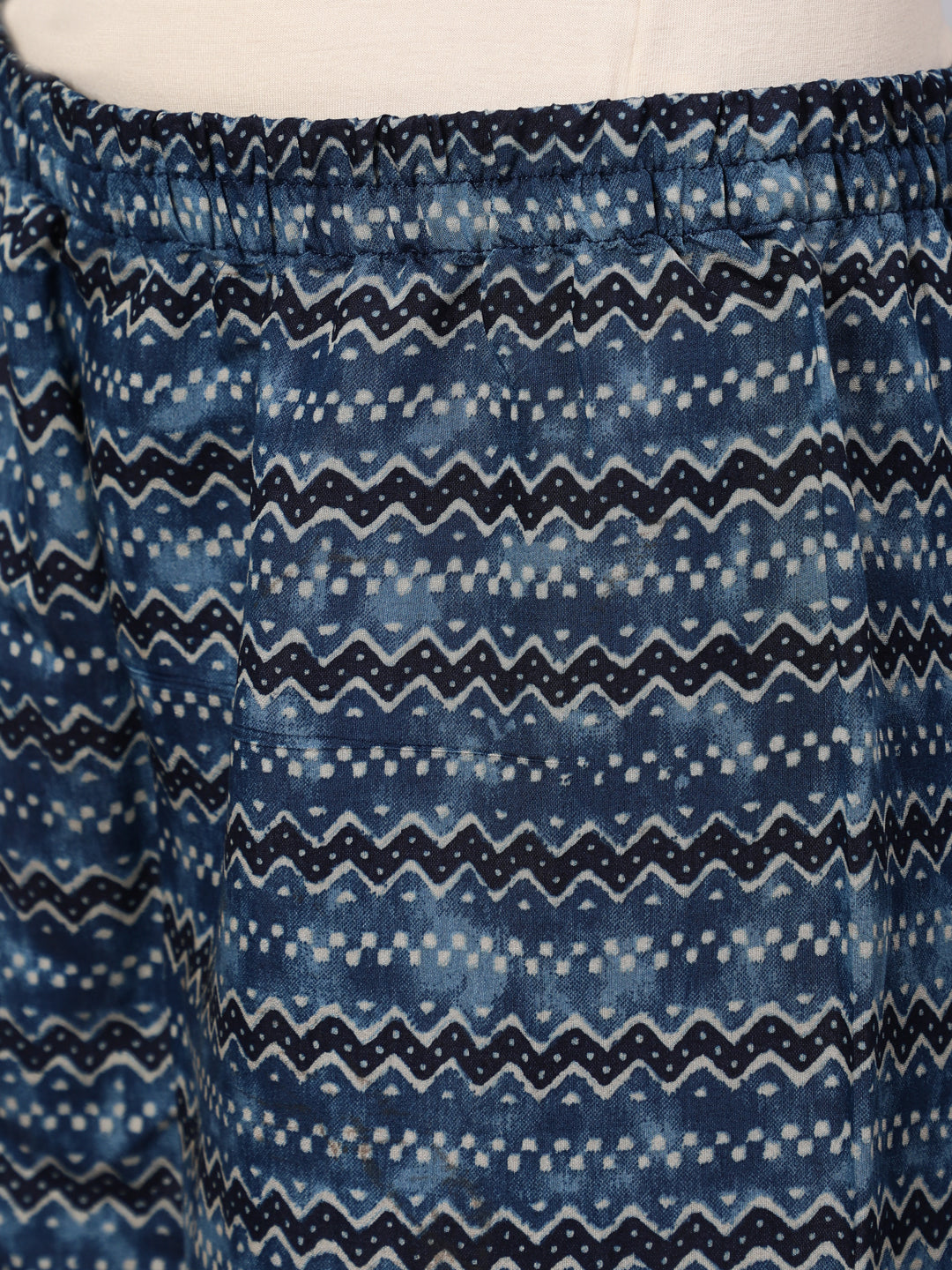 Grey Ethnic Printed Kurta With Plazzo And Dupatta