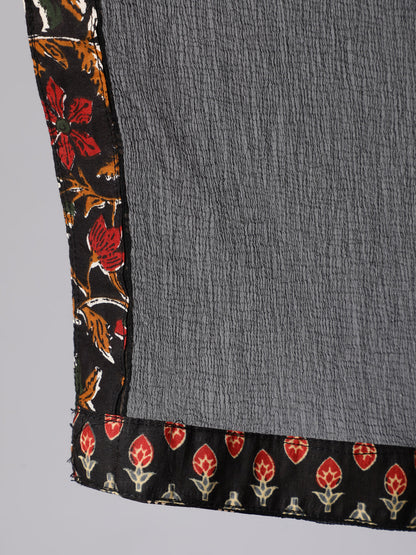 Black Ethnic Printed Kurta With Palazzo and Dupatta