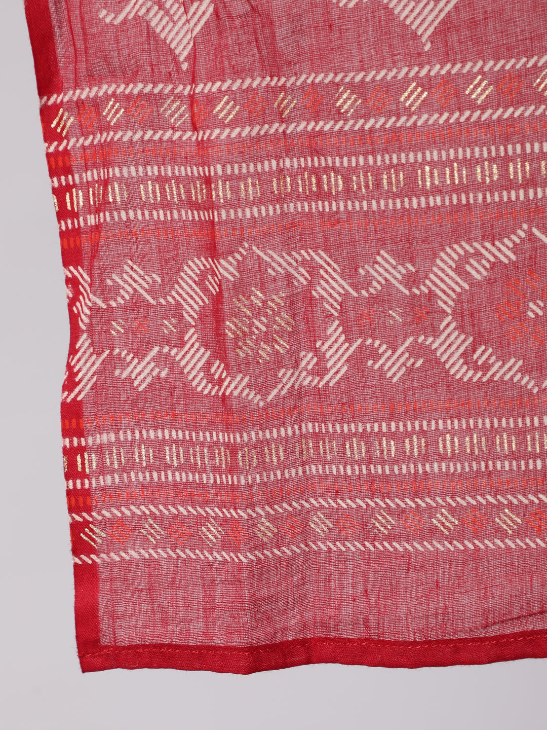 Maroon Ethnic Printed Straight Kurta With Palazzo And Dupatta