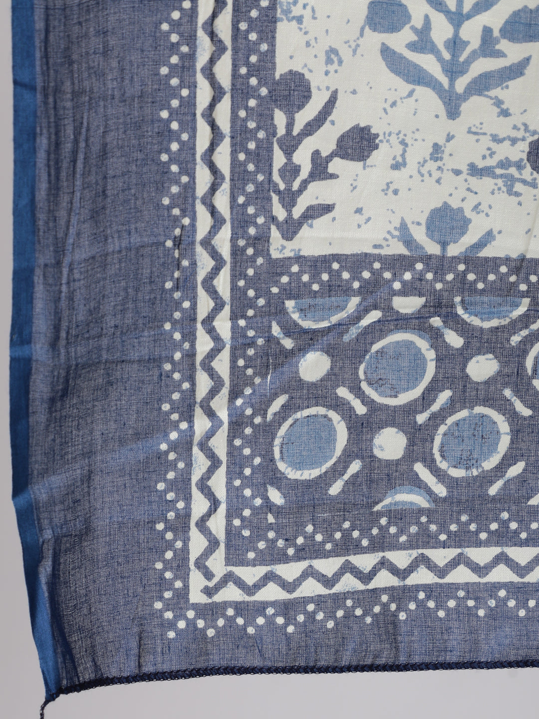 Navy Blue Ethnic Printed Straight Kurta With Palazzo And Dupatta