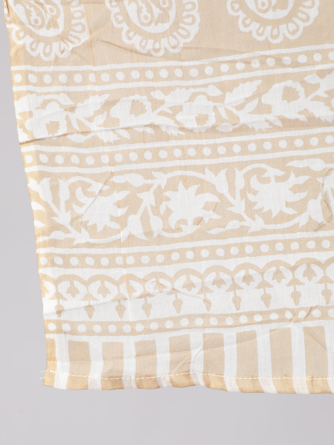 White &amp; Gold Sequence Yoke Kurta With Trouser And Dupatta