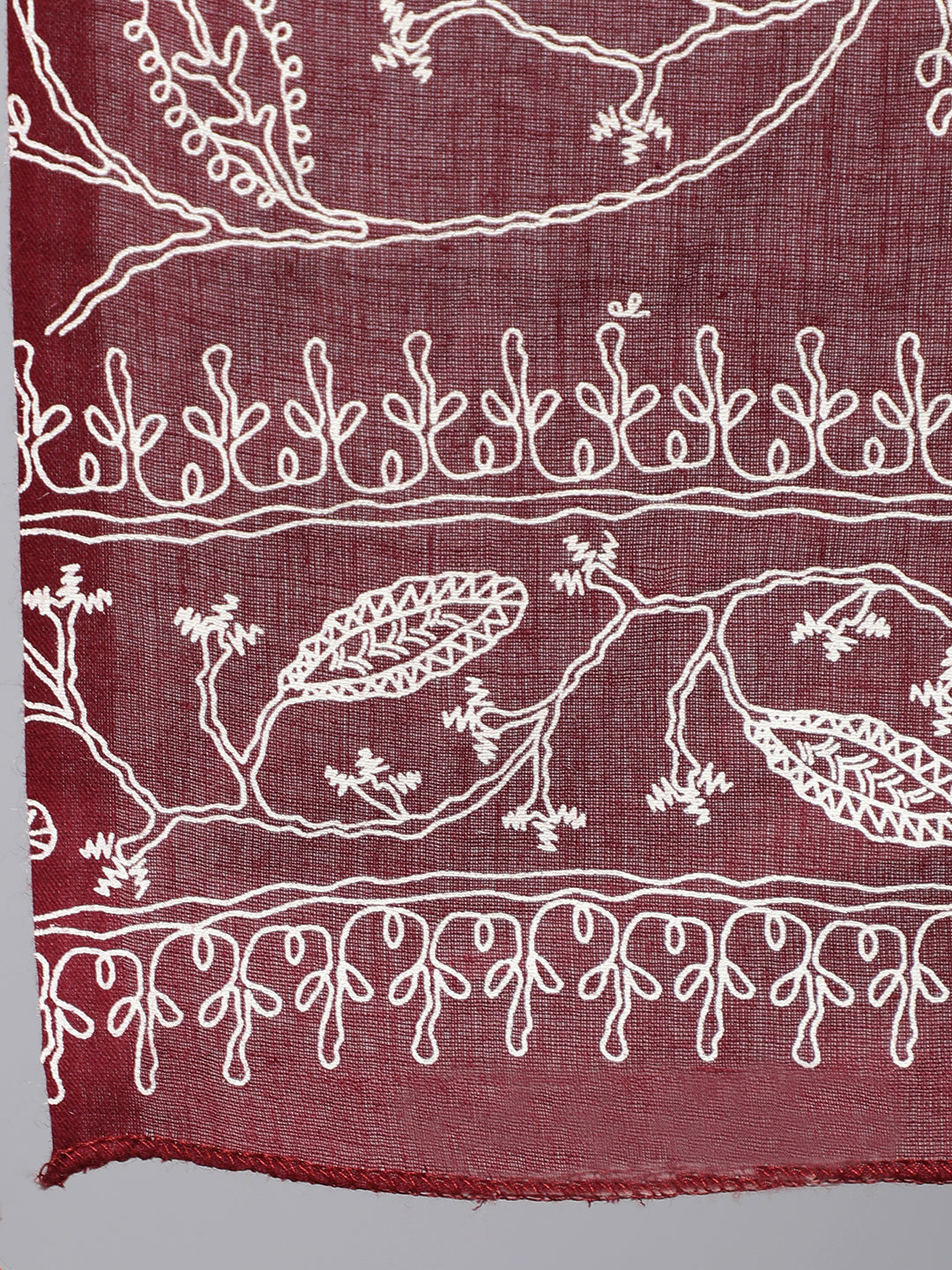 Burgundy Printed Flared Kurta With Trouser And Dupatta