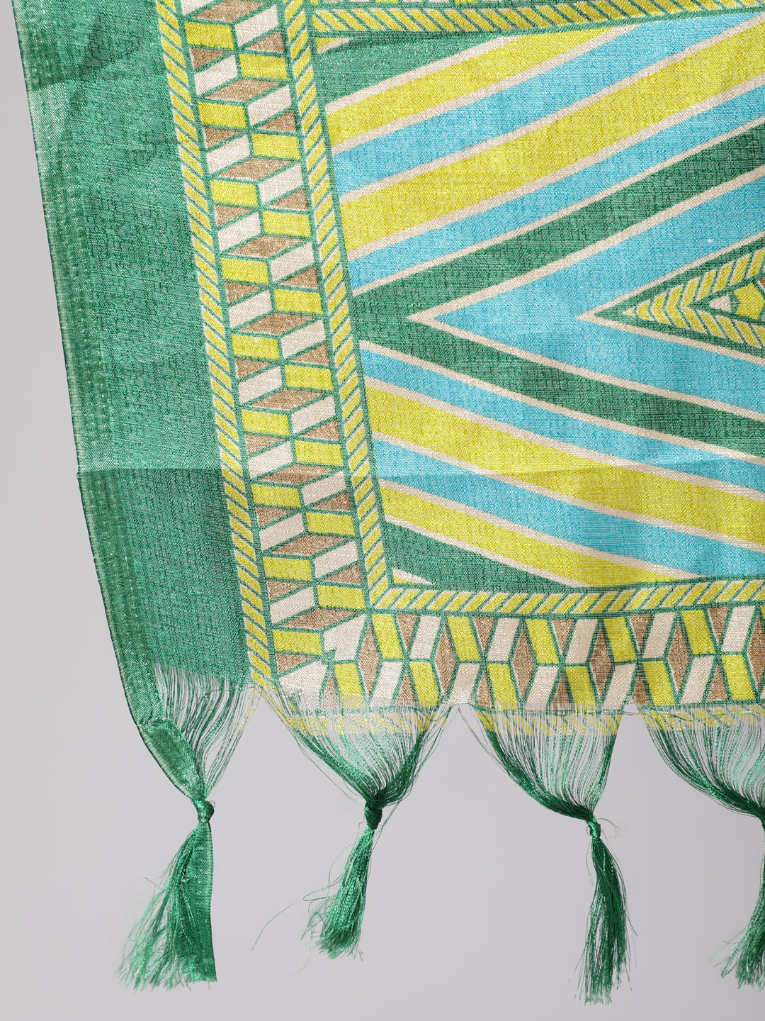 Solid Green Straight Kurta With Palazzo And Dupatta