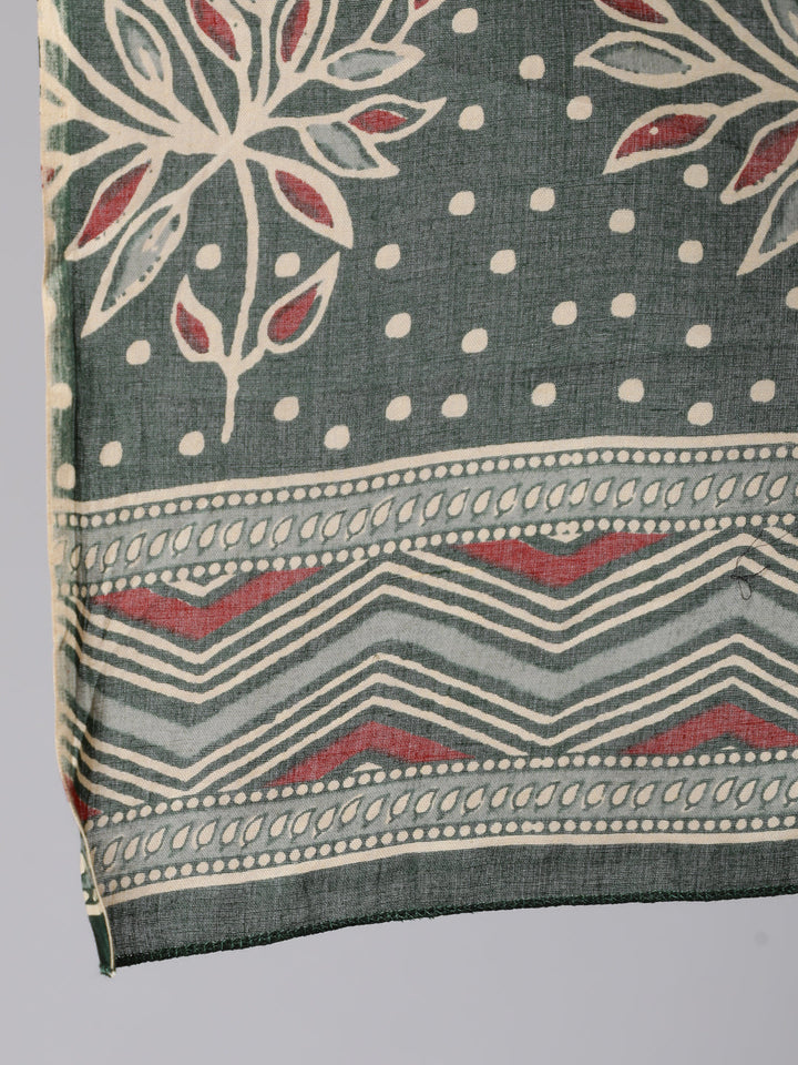 Green Ethnic Printed Kurta And Palazzo With Dupatta
