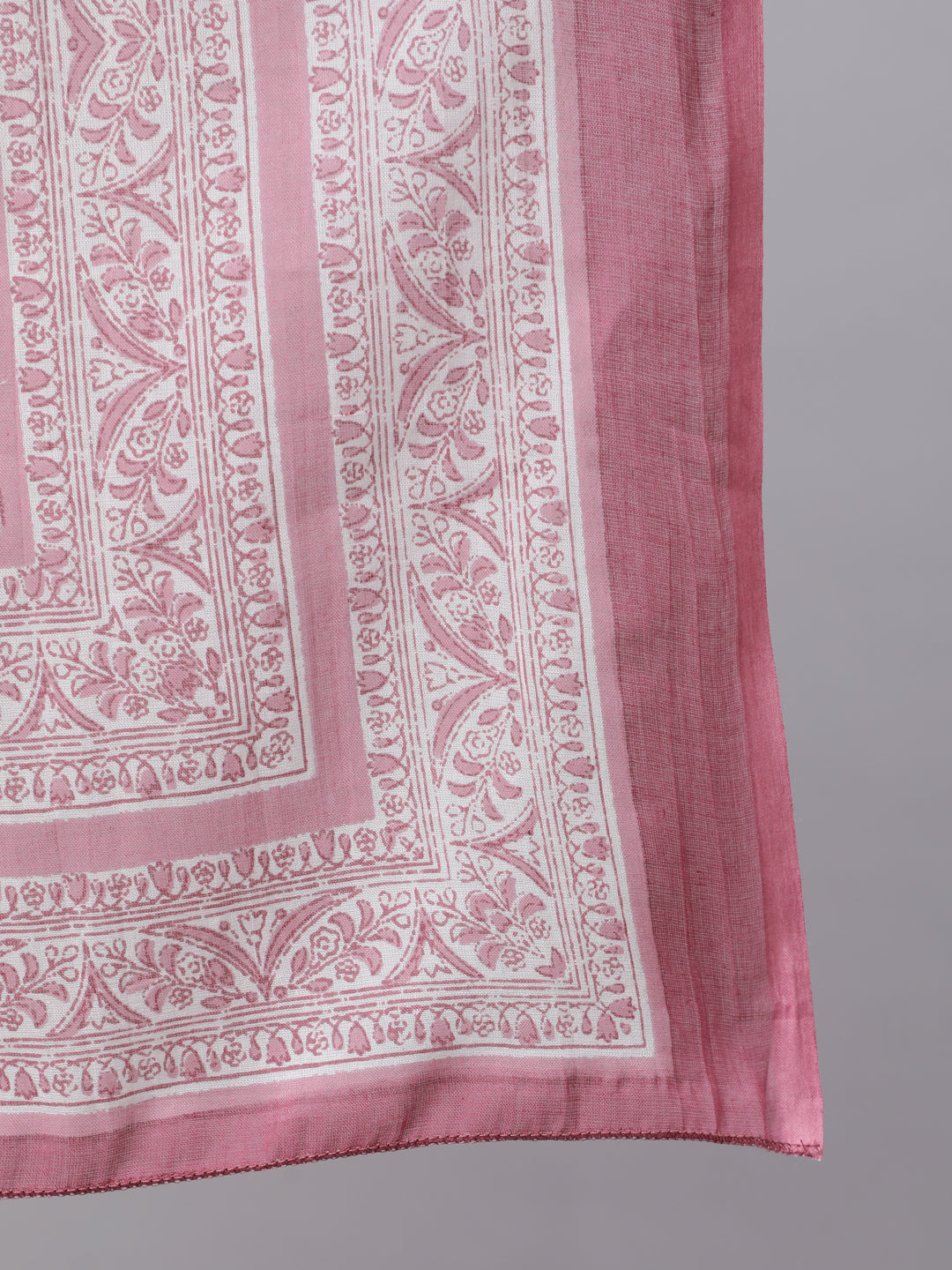 Pink Ethnic Printed Flared Kurta With Trouser And Dupatta