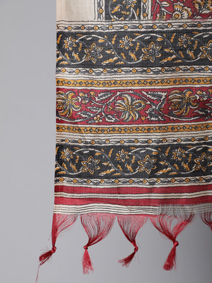 Black Solid Kurta And Palazzo With Printed Dupatta