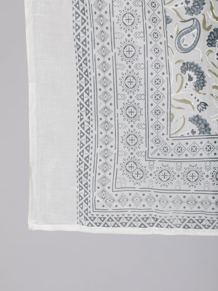 Plus Size Grey Printed Kurta And Palazzo With Dupatta