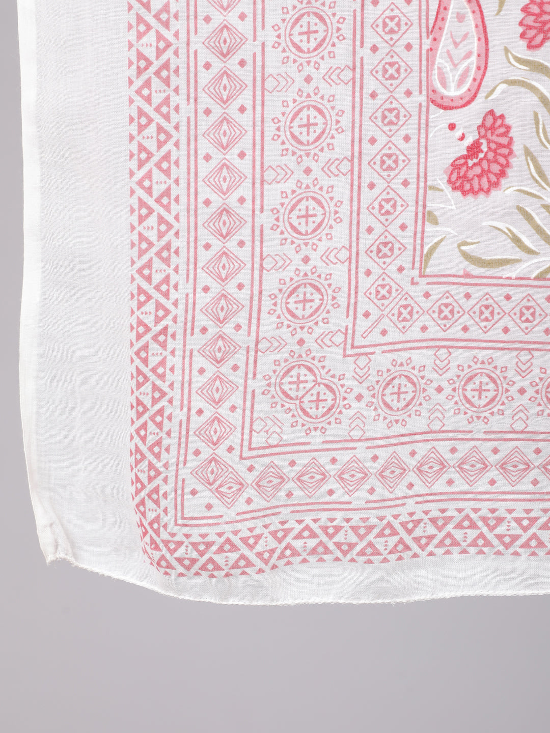 Pink Printed Flared Kurta With Trouser & Dupatta