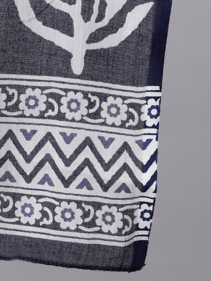 Plus Size Navy Blue floral Printed Kurta And Palazzo With Dupatta