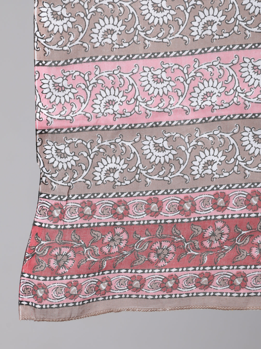 Plus Size Brown Printed Kurta And Palazzo With Dupatta