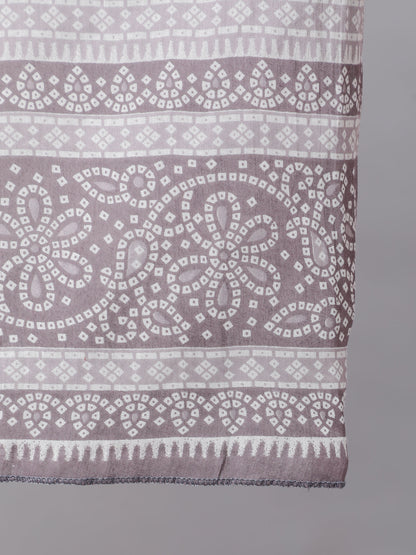 Plus Size Grey Printed Kurta And Palazzo With Dupatta