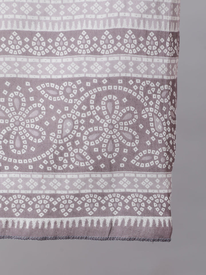 Plus Size Grey Printed Kurta And Palazzo With Dupatta
