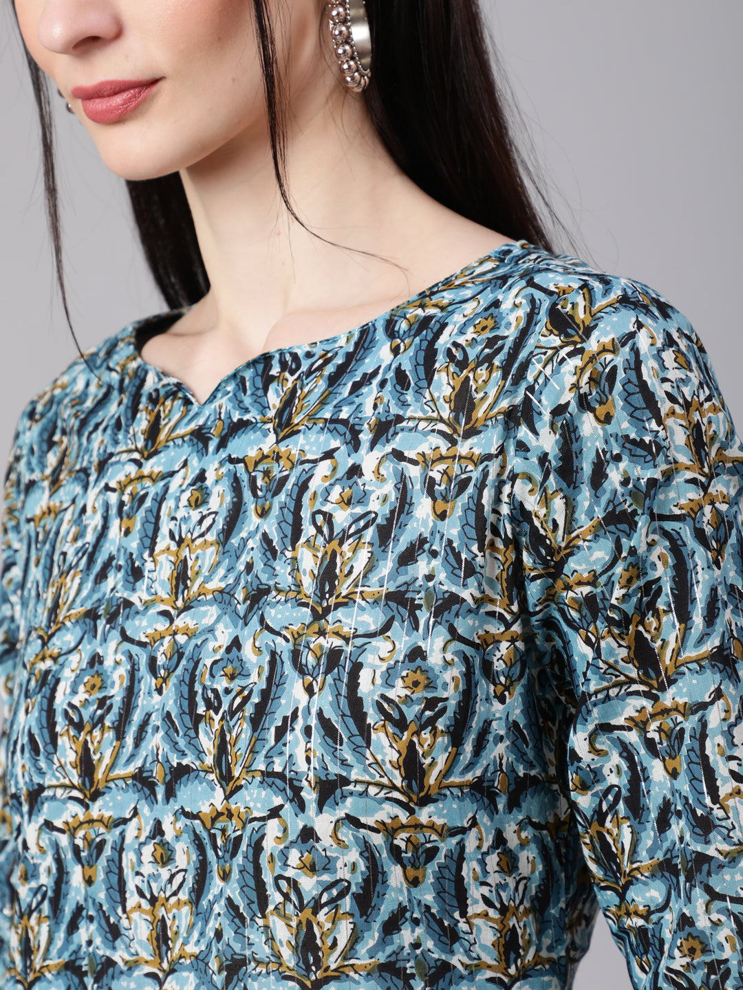 Multi Ethnic Printed Kurta With Palazzo And Dupatta