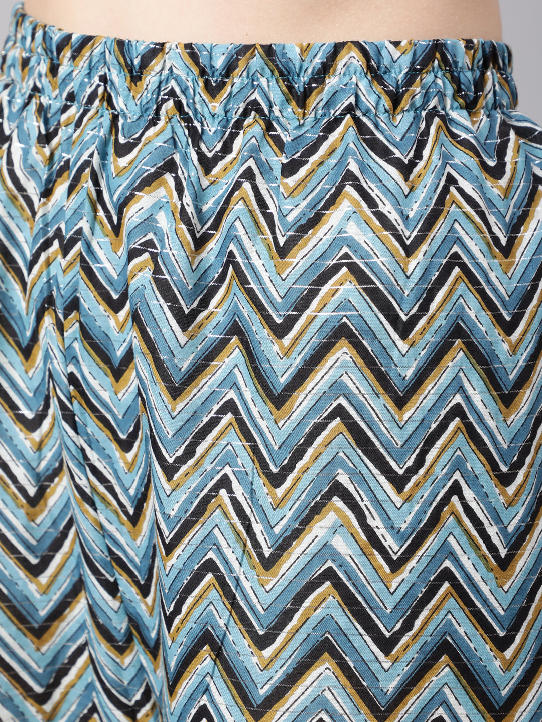 Multi Ethnic Printed Kurta With Palazzo And Dupatta