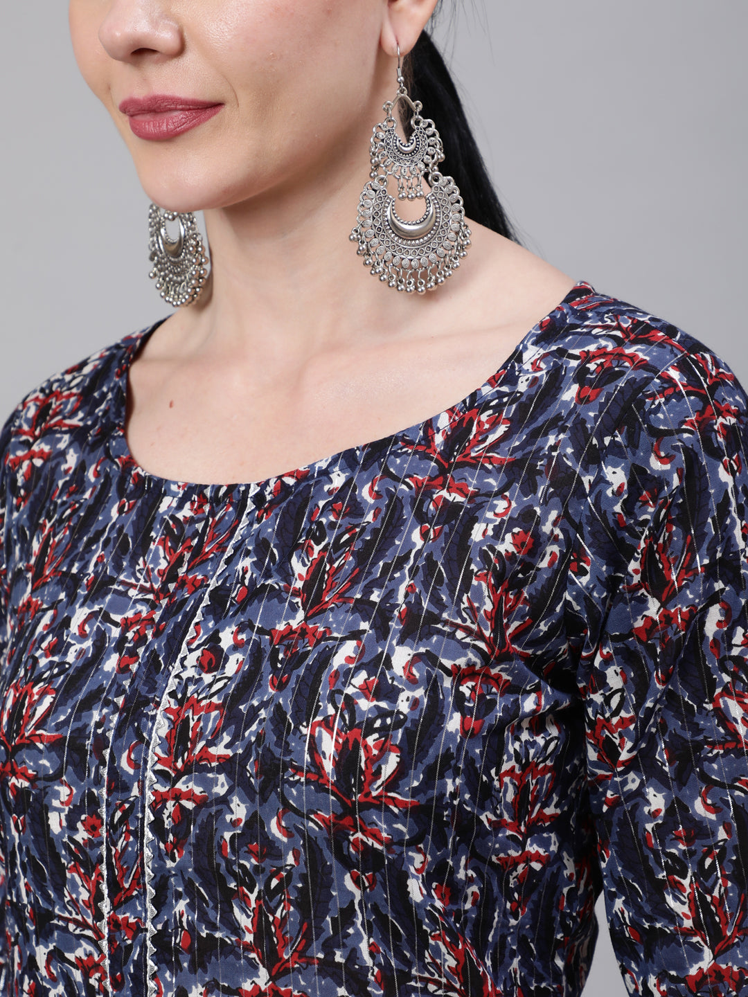 Multi Printed Straight Kurta With Palazzo & Dupatta