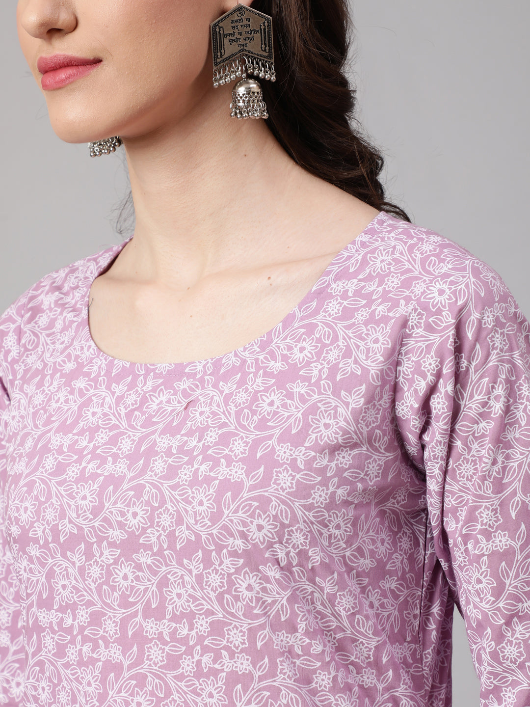 Levender Printed Straight Kurta With Palazzo &amp; Dupatta