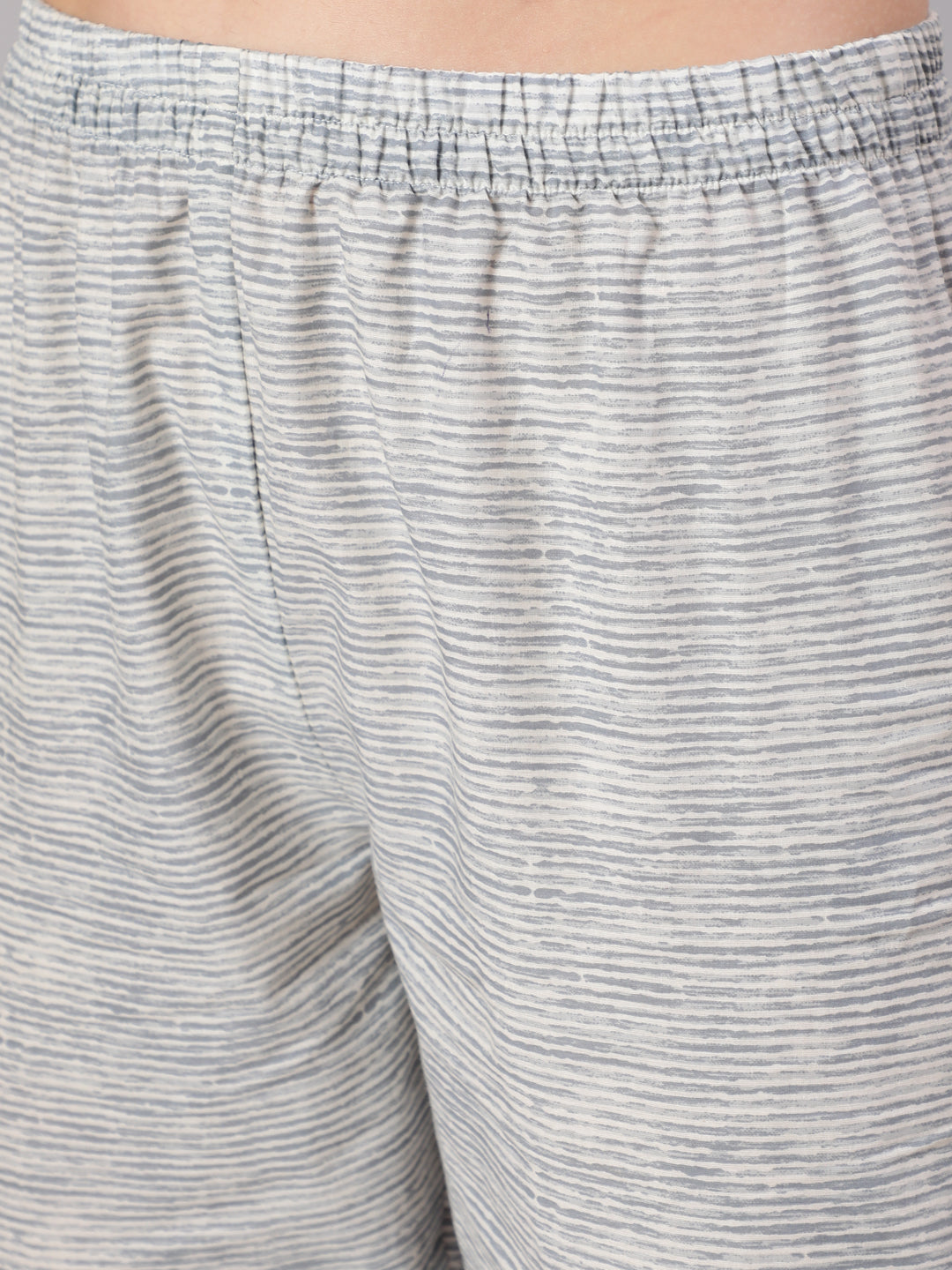 Off White Printed Straight Kurta With Trouser