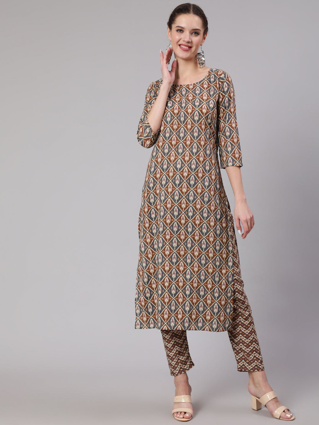Multi Geometric Printed Straight Kurta With Palazzo