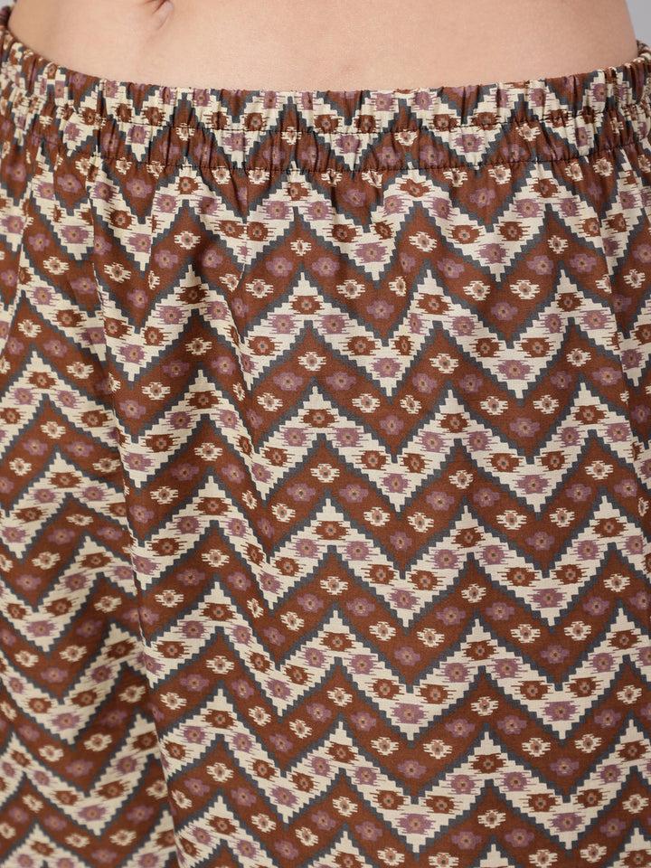 Multi Geometric Printed Straight Kurta With Palazzo