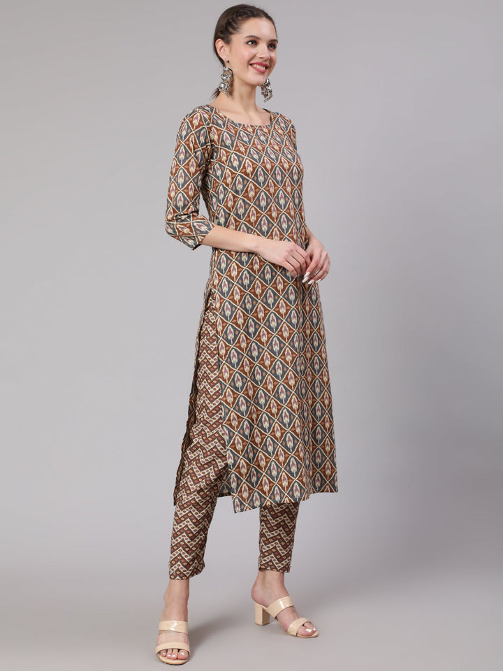 Multi Geometric Printed Straight Kurta With Palazzo